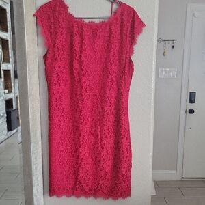 Diane Von Furstenberg Fuchsia Lace Mini Dress